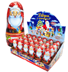 Шоколадна фігурка з ігрушкою Св.Миколай 30 гр. 24 шт.